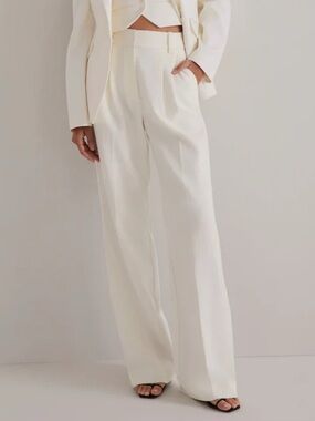 Favorite Daughter Cream Wide-Leg Tailored Trousers